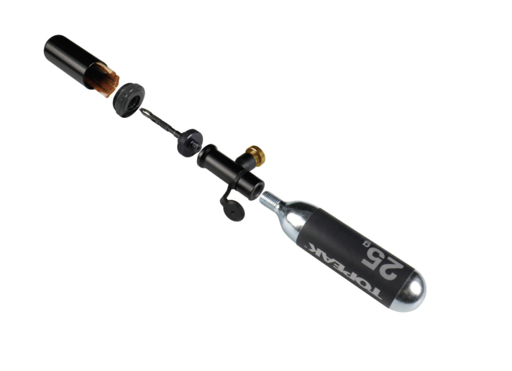 Topeak Tubi Master X Tubeless-Reparaturset - inkl. CO2 Kartusche, Montage mit Klettverschluss
