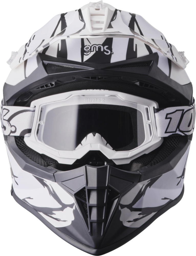 gms Motocrosshelm Fortis Graffi matt schwarz-weiss S